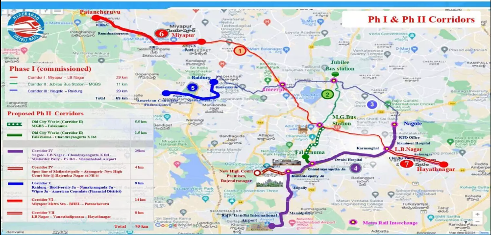 Hyderabad Metro Phase 2 Route Map